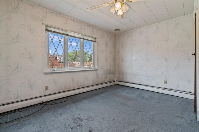 1518 Carlisle St, Natrona Hts/Harrison Twp, PA 15065 - carpeted spare room with wallpapered walls and a ceiling fan