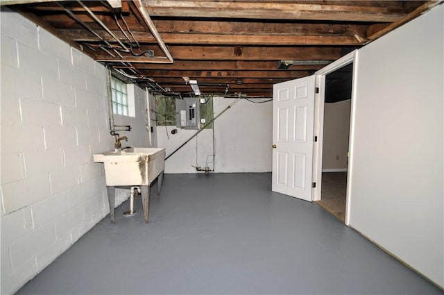 312 Delmont Ave, Coolbaugh Twp, PA 15012 - basement featuring electric panel and a sink