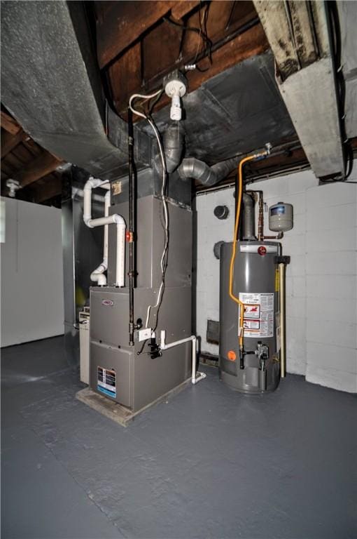 312 Delmont Ave, Coolbaugh Twp, PA 15012 - utility room featuring gas water heater and heating unit