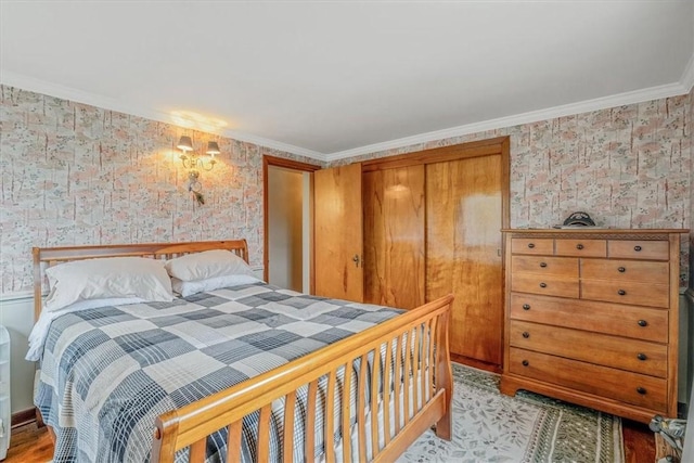 2509 Ridge Rd, Jefferson Hills, PA 15332 - bedroom with wallpapered walls and ornamental molding