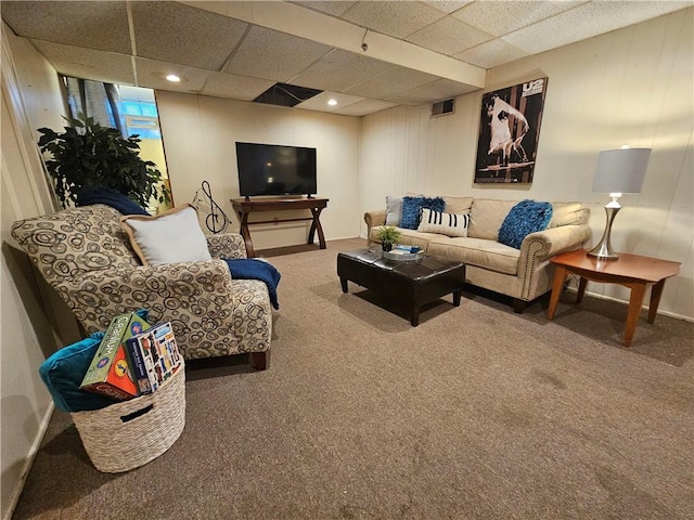 468 Lois Dr, Baldwin Boro, PA 15236 - living area with carpet flooring and a paneled ceiling