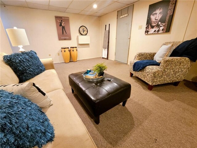 468 Lois Dr, Baldwin Boro, PA 15236 - carpeted living area featuring a paneled ceiling