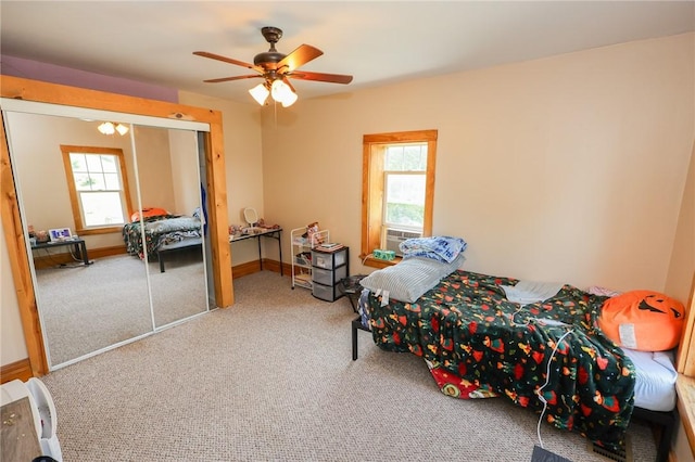 126 N Otter St, Mercer Boro Mer, PA 16137 - carpeted bedroom featuring a closet, multiple windows, and a ceiling fan