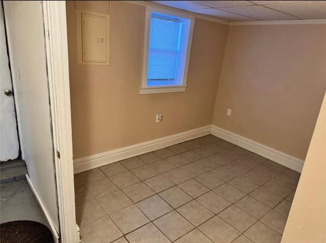 126 N Otter St, Mercer Boro Mer, PA 16137 - unfurnished room with electric panel, light tile patterned floors, and ornamental molding