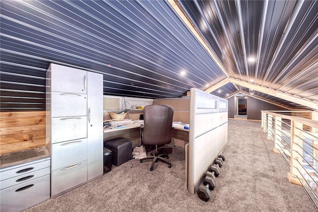 1060 Wattersonville Rd, Coolbaugh Twp, PA 16218 - carpeted office space with wooden ceiling and lofted ceiling
