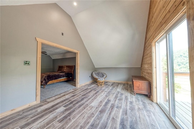 1060 Wattersonville Rd, Coolbaugh Twp, PA 16218 - bonus room featuring lofted ceiling, wood finished floors, and wood walls