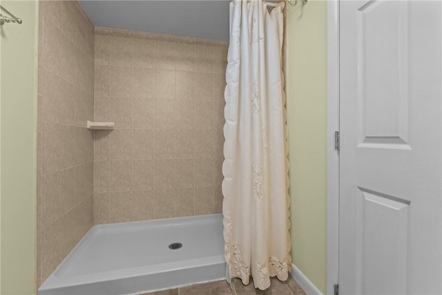 433 Wyndhurst Dr, Moon/Crescent Twp, PA 15108 - bathroom with a tile shower and tile patterned floors