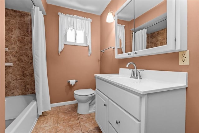433 Wyndhurst Dr, Moon/Crescent Twp, PA 15108 - full bath featuring vanity, shower / bath combo with shower curtain, and tile patterned floors