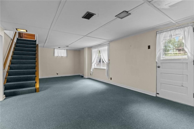 433 Wyndhurst Dr, Moon/Crescent Twp, PA 15108 - basement featuring stairway and carpet