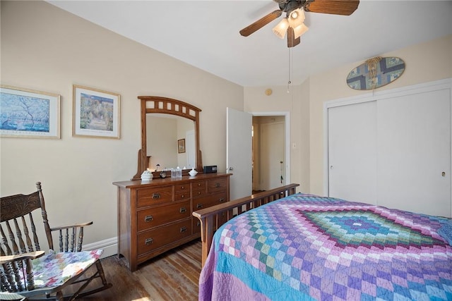 225 E Swissvale Ave Unit 2, Edgewood, PA 15218 - bedroom featuring wood finished floors, a closet, and a ceiling fan