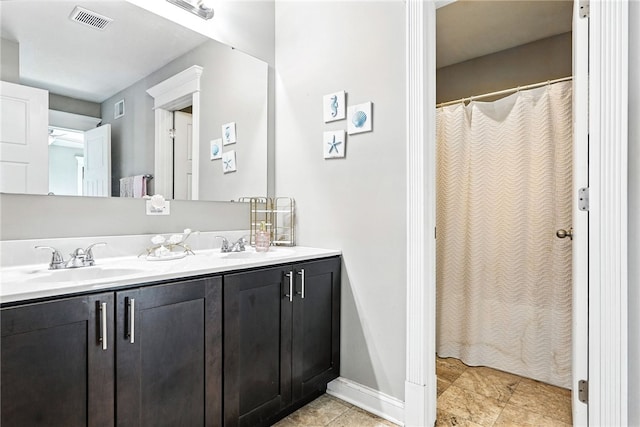 30 Trotter Ln, Findlay Twp, PA 15026 - full bathroom featuring double vanity, tile patterned floors, and a shower with shower curtain