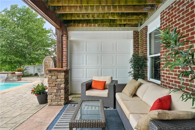 30 Trotter Ln, Findlay Twp, PA 15026 - view of patio / terrace featuring outdoor lounge area and an attached garage