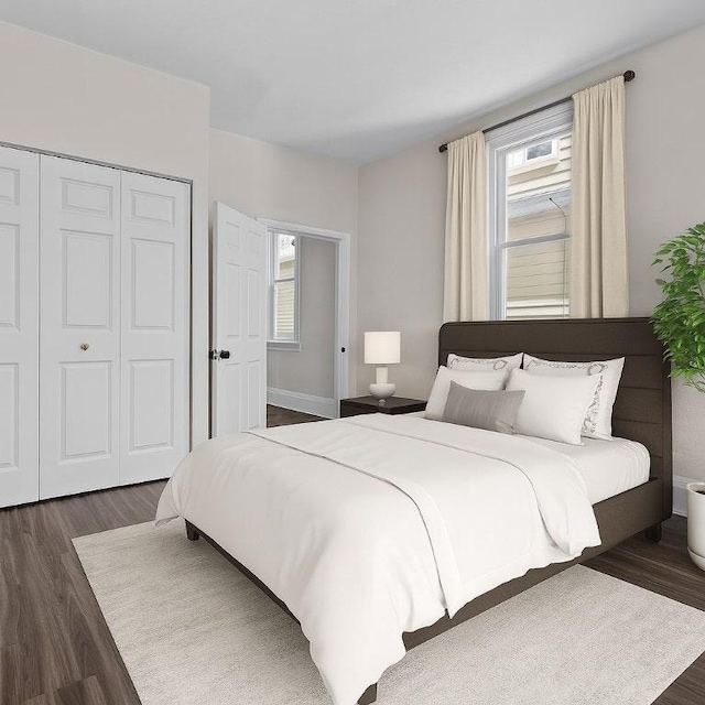 4506 Bowes Ave, West Mifflin, PA 15122 - bedroom featuring dark wood-style floors and a closet