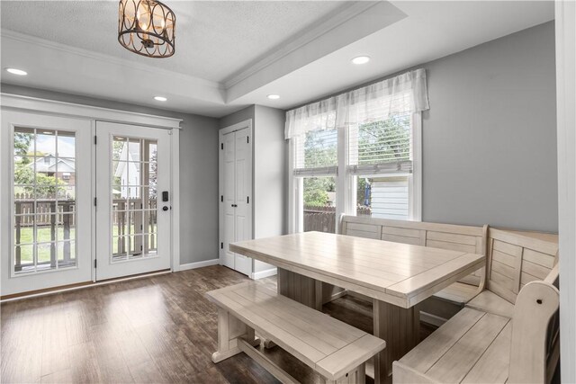 710 Duncan Ave, City Of Washington, PA 15301 - dining room with plenty of natural light, ornamental molding, recessed lighting, wood finished floors, and a chandelier