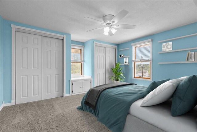 710 Duncan Ave, City Of Washington, PA 15301 - carpeted bedroom with multiple closets and a ceiling fan