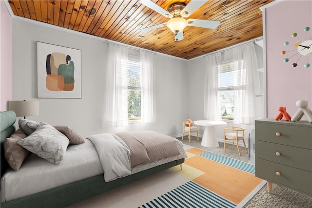 710 Duncan Ave, City Of Washington, PA 15301 - bedroom with wooden ceiling, multiple windows, and a ceiling fan