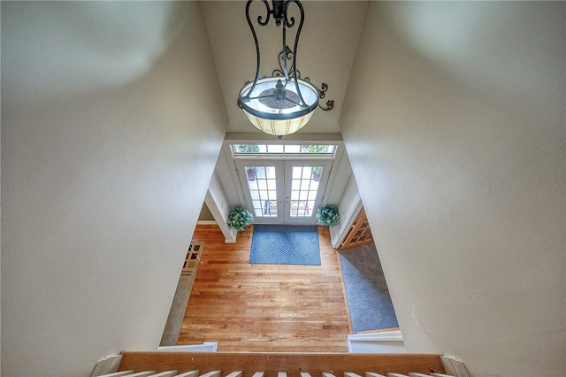 2023 Sterling Dr, South Fayette, PA 15057 - entrance foyer with wood finished floors, french doors, and a towering ceiling