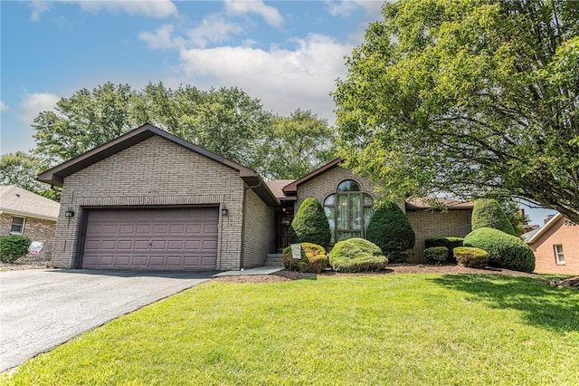 406 Dove Dr, South Union Twp, PA 15401 - ranch-style home with a garage, brick siding, asphalt driveway, and a front yard