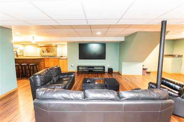 406 Dove Dr, South Union Twp, PA 15401 - living area featuring wood finished floors and a drop ceiling