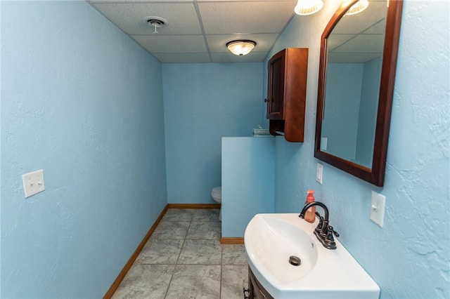 406 Dove Dr, South Union Twp, PA 15401 - bathroom with a drop ceiling and vanity