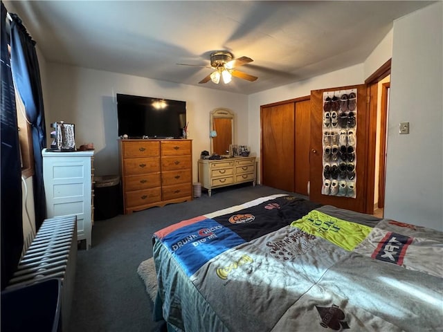 203 10th, St, PA 15963 - bedroom with carpet flooring, a closet, and a ceiling fan