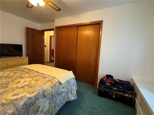 203 10th, St, PA 15963 - bedroom featuring carpet floors, a closet, and ceiling fan