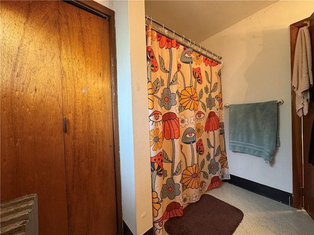 203 10th, St, PA 15963 - bathroom with curtained shower and baseboards
