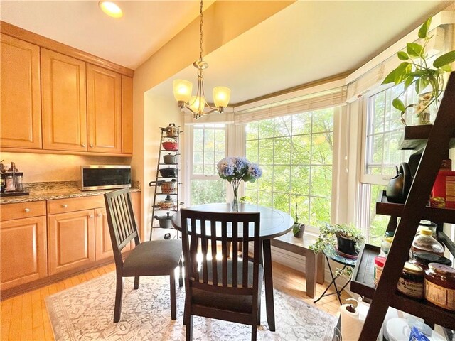 518 Farndale Rd, Ohara, PA 15238 - dining room featuring plenty of natural light, a chandelier, and light wood-type flooring