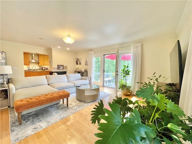 518 Farndale Rd, Ohara, PA 15238 - living room with crown molding and light wood-style flooring