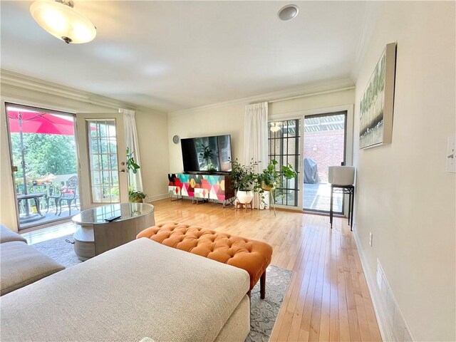 518 Farndale Rd, Ohara, PA 15238 - living area with crown molding and light wood-type flooring