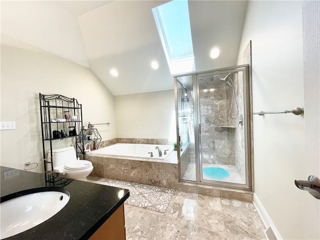 518 Farndale Rd, Ohara, PA 15238 - bathroom with a garden tub, a stall shower, vanity, and lofted ceiling