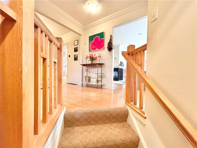 518 Farndale Rd, Ohara, PA 15238 - foyer featuring stairs, crown molding, and wood finished floors