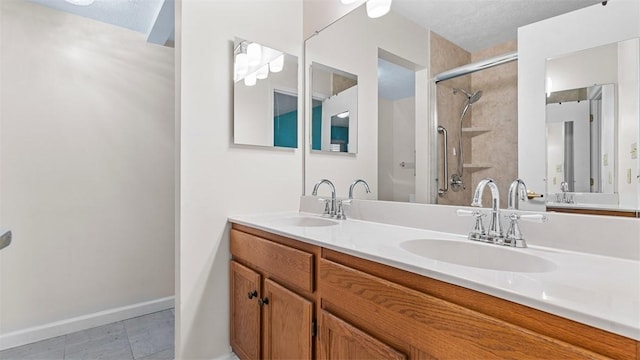 103 Cambridge Ct, Springdale Twp, PA 15049 - bathroom featuring double vanity, an enclosed shower, and tile patterned floors