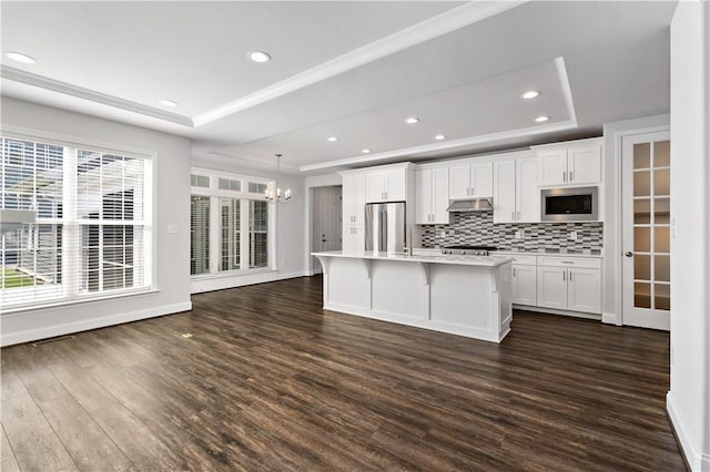 2008 Ashton Row, South Fayette, PA 15017 - kitchen featuring a raised ceiling, stainless steel appliances, under cabinet range hood, light countertops, and recessed lighting