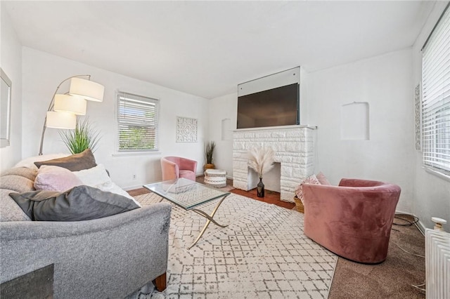 215-217 Fairlawn Dr, Monroeville, PA 15146 - living room with a stone fireplace and baseboards