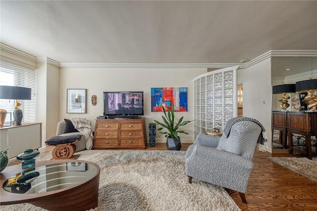 320 Fort Duquesne Blvd Unit 26N, Downtown Pgh, PA 15222 - living area featuring crown molding and wood finished floors