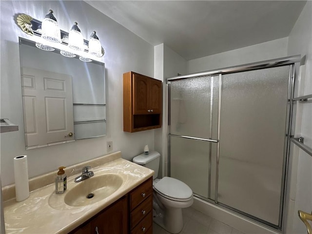 207 Village Ct, South Strabane, PA 15301 - full bath with vanity, a shower stall, and tile patterned flooring