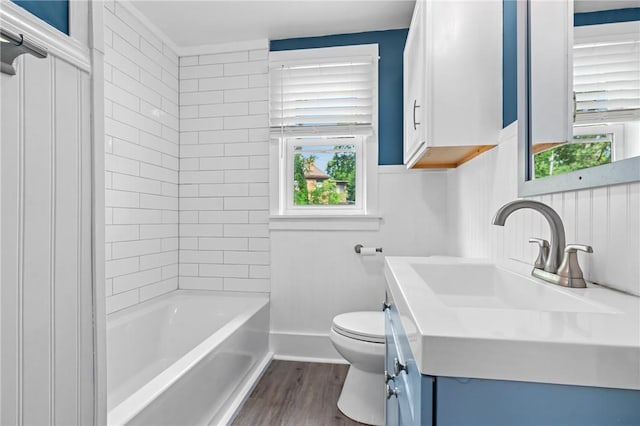 401 Stanford Ave, Ross Twp, PA 15229 - full bath featuring plenty of natural light, vanity, wood finished floors, and  shower combination