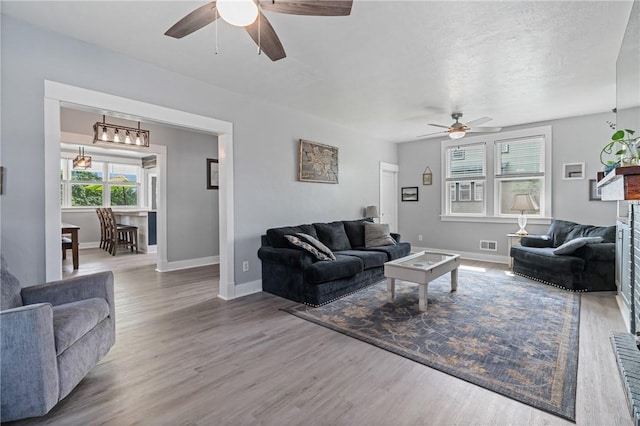 401 Stanford Ave, Ross Twp, PA 15229 - living room with ceiling fan and wood finished floors