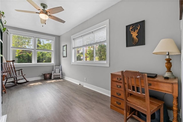 401 Stanford Ave, Ross Twp, PA 15229 - office with wood finished floors and a ceiling fan