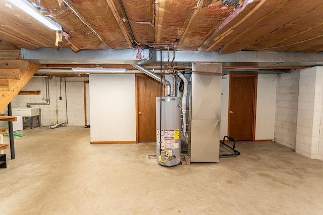 408 Victor Dr, South Union Twp, PA 15401 - unfinished basement with water heater and heating unit