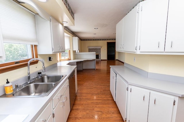 408 Victor Dr, South Union Twp, PA 15401 - kitchen featuring wood finished floors, white cabinetry, light countertops, and recessed lighting