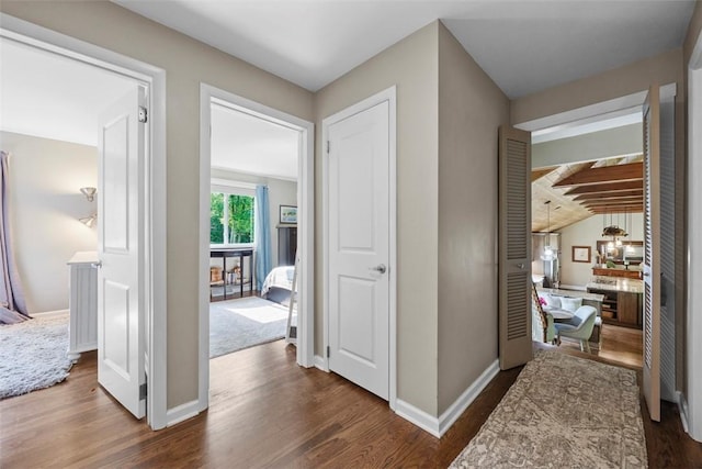 1770 Old State Rd, Pine Twp Nal, PA 15044 - hallway with dark wood-style flooring and baseboards