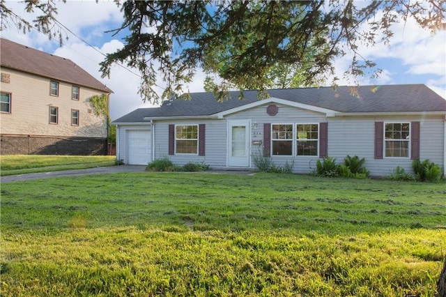 824 Emerson Ave, Farrell, PA 16121 - ranch-style house with asphalt driveway, a front lawn, and a garage
