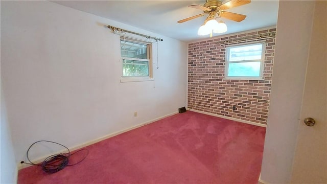 93 8th Ave, Ross Twp, PA 15229 - carpeted spare room featuring healthy amount of natural light, ceiling fan, and brick wall