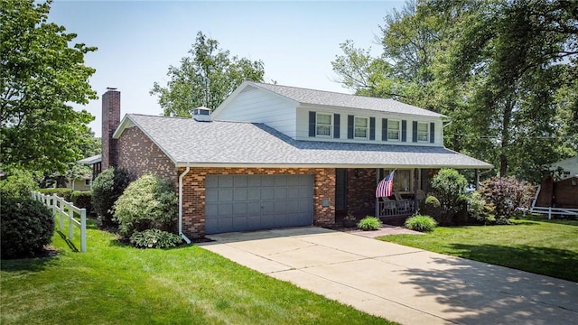 123 W Muntz Ave, Twp Of But Se, PA 16001 - view of front of property with covered porch, a front lawn, driveway, a chimney, and brick siding