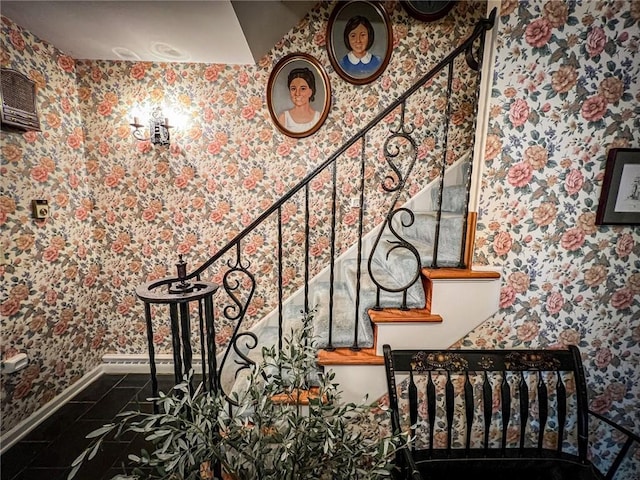 123 W Muntz Ave, Twp Of But Se, PA 16001 - stairway featuring wallpapered walls and tile patterned floors