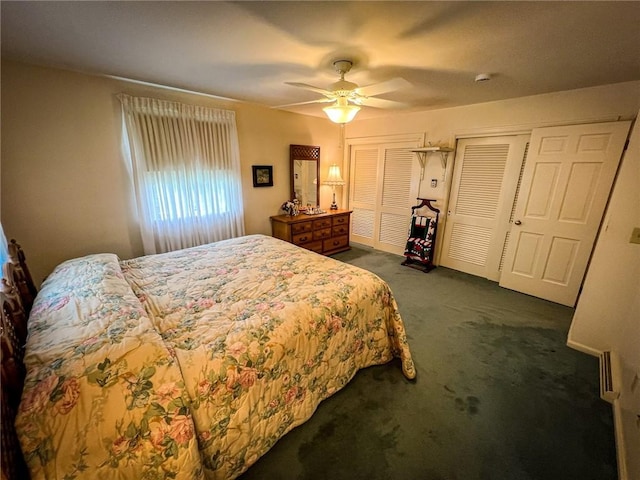 123 W Muntz Ave, Twp Of But Se, PA 16001 - bedroom with two closets, dark colored carpet, and ceiling fan