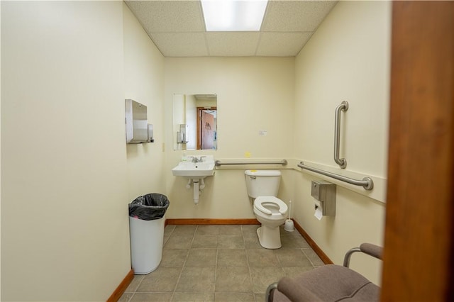 3519 Bigelow Blvd, Oakland, PA 15213 - half bath with a drop ceiling and tile patterned floors