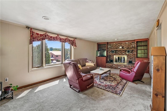 401 Middlesex Rd, Elizabeth Twp/Boro, PA 15135 - carpeted living room featuring a fireplace and baseboards